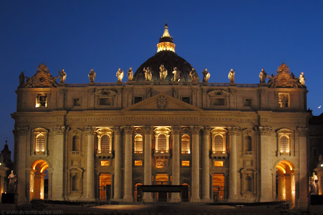 St. Peter's Basilica at night