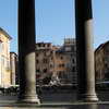 The Piazza della Rotonda seen through the pillars of the Pantheon