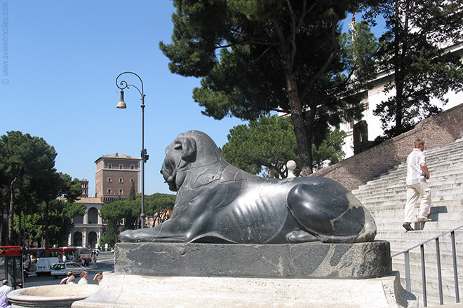 Lion Statue at the bottom of the Cordonata, Rome