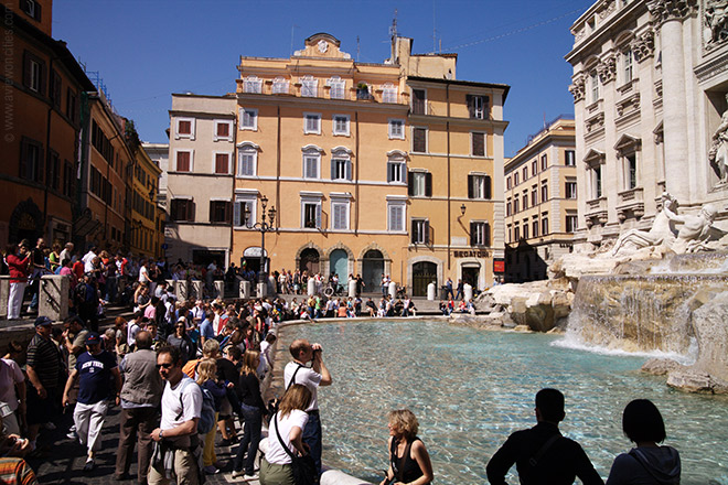 Crowds at the Trevi Fountain