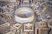 Detail van het schaalmodel van Rometijdens de regeerperiode van Constantijn I in het Museo della Civilta Romana