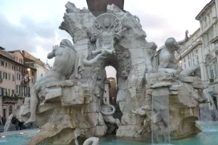 Detail of the Fountain of the Four Rivers in Rome