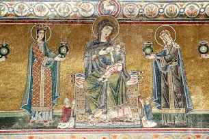 Mosaic on the facade of the Santa Maria in Trastevere in Rome