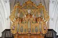 Gilded organ in the Tyska Kyrkan in Stockholm