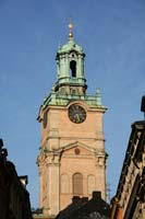 Clock tower of the Storkyrkan in Stockholm