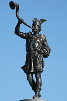 Statue of Heimdallr on the Djurgarden bridge in Stockholm