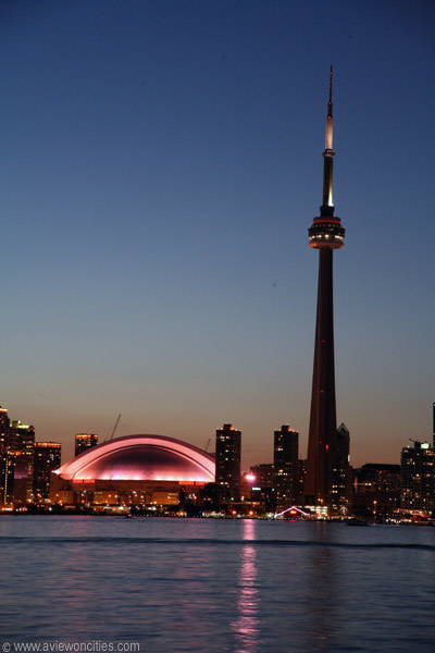 CN Tower and Rogers Centre at night