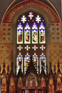Stained glass windows in the apse of the Church of the Holy Trinity in Toronto