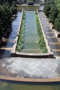 Looking down the cascade of Meridian Hill Park in Washington DC