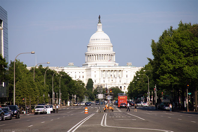 US Capitol seen from Pennsylvania Avenue, Washington