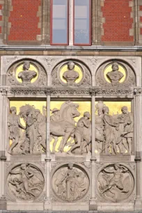 Reliefs on the facade of the Central Station, Amsterdam