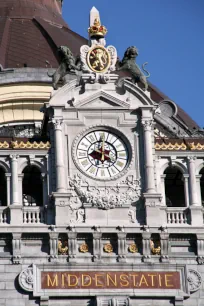 Station clock of the central station in Antwerp