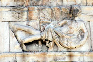 Zephyros relief, Tower of the Winds, Athens