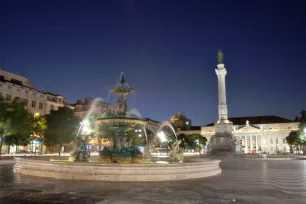 Fountain on the Rossio Square in Lisbon