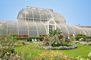 The famous Palm House at the Kew Gardens in London