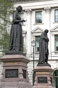 Statues of Florence Nightingale and Sidney Herbert at Waterloo Place in London