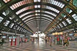 Train shed of the Central Station in Milan, Italy