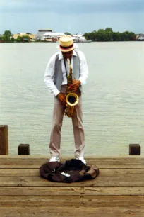 Street Musician on the Moon Walk in New Orleans