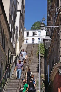 Stairs running up the Montmartre hill in Paris