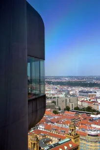 View from the Žižkov TV Tower observatory in Prague