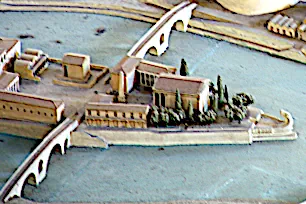 A model of the Tiber Island, Rome in the 4th century AD