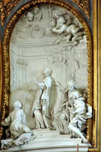Relief of Loyola of Ignatius in the Gesu church in Rome