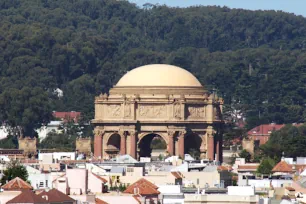 The dome of the Palace of Fine Arts, San Francisco towers over the neighborhood
