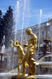 Statues along the Grand Cascade at Peterhof in St. Petersburg